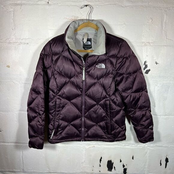 THE NORTH FACE Size Medium Womens 550 Goose Down Quilted Eggplant Jacket Coat - Picture 1 of 7